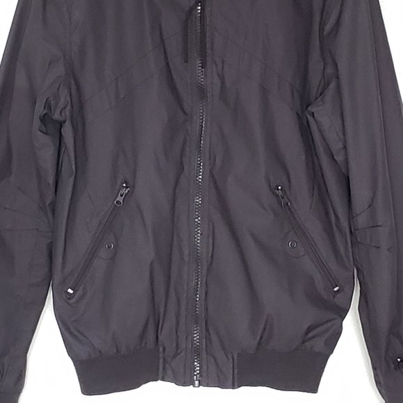 Heritage 1981 Bomber Jacket Size M Navy Blue Full Zip Hooded Zipper Pockets - Picture 6 of 7